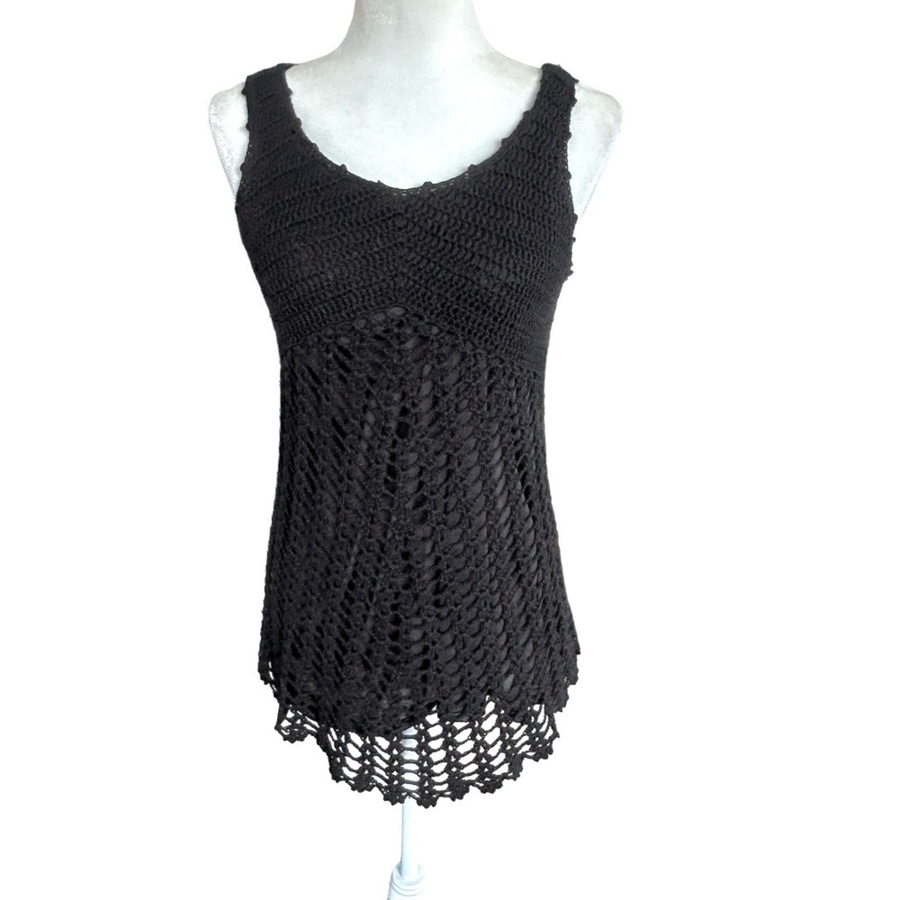 Venice‎ Blue Crochet Tank Top OS One Size Y2k Boho Beach Indie Festival Retro